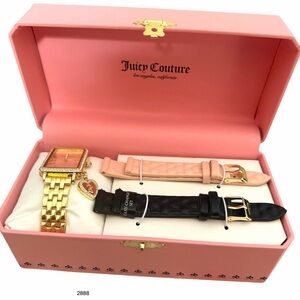 *new* Juicy Couture Gold Watch with Pink and Black Straps